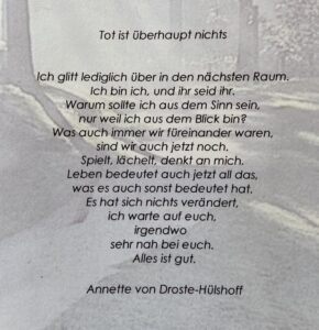 Gedicht von Annette von Droste-Hülshoff - Tot ist überhaupt nichts