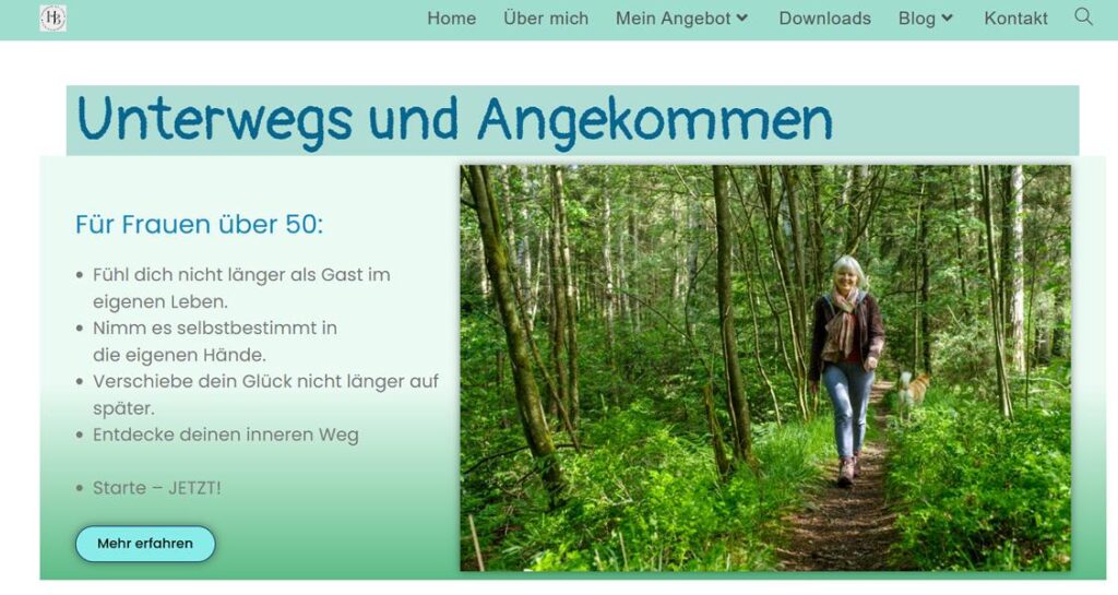 Screenshot der Starseite von Heidrun Brüning Lifecoach